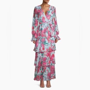 Anthropologie Hutch Long-Sleeve V-Neck Wrap Maxi Dress